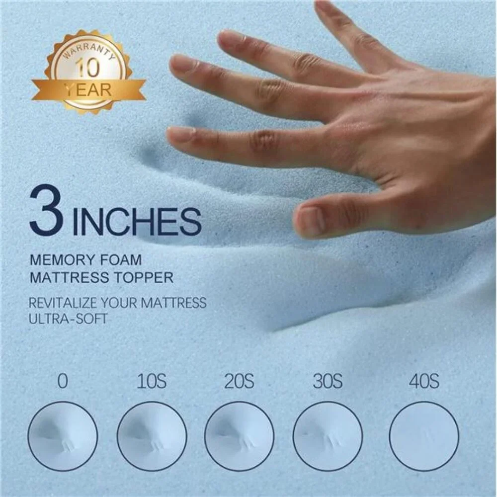 3 Inch Gel Memory Foam Mattress Topper Twin XL Size High Density Cooling Pad